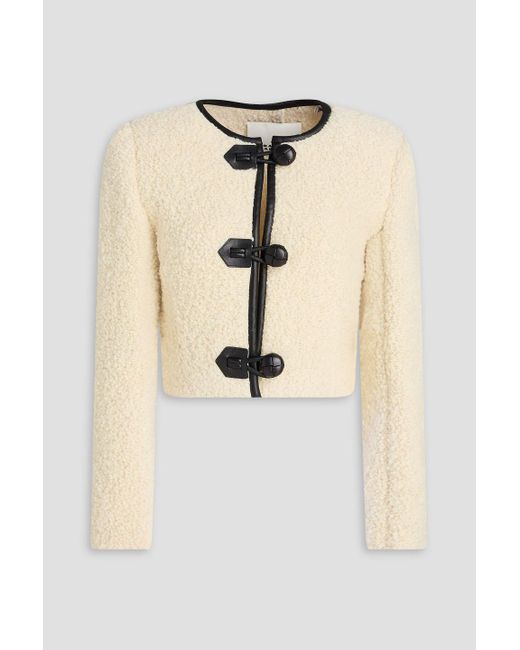 Isabel Marant Natural Gradilia Leather-Trimmed Wool-Blend Bouclé Jacket