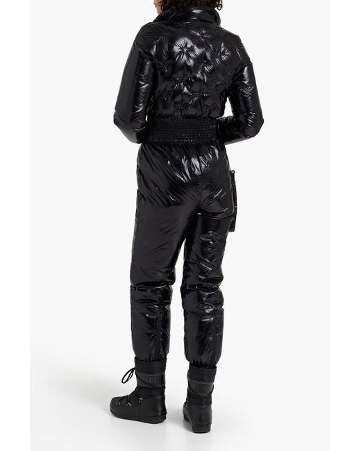 Perfect Moment Black Embroidered Quilted Ski Suit