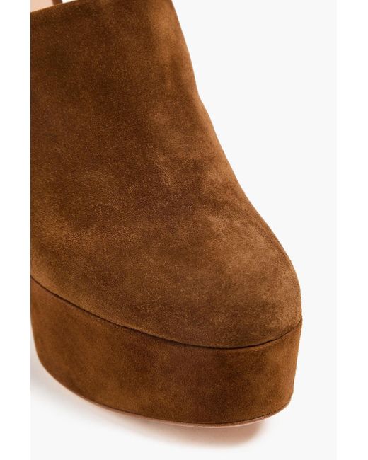 Gianvito Rossi Brown 'Lyss' Suede Platform Mules