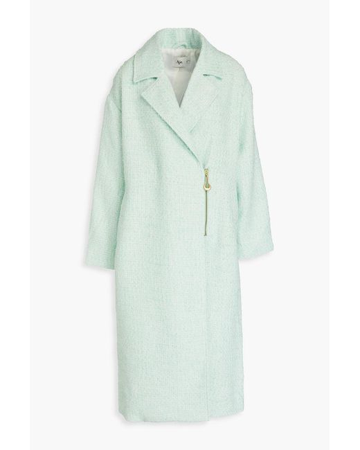 Aje. Green Aurore Metallic Bouclé-tweed Coat