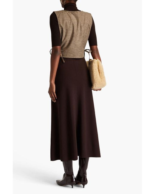 By Malene Birger Brown Rossey Cropped Houndstooth Tweed Top