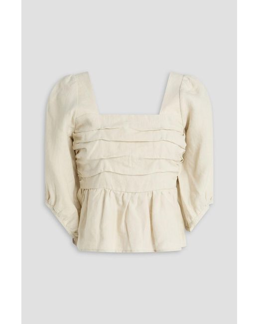 Casa Raki Natural Idra Gathered Linen Top