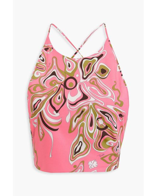 Emilio Pucci Pink Cropped Printed Cotton Top