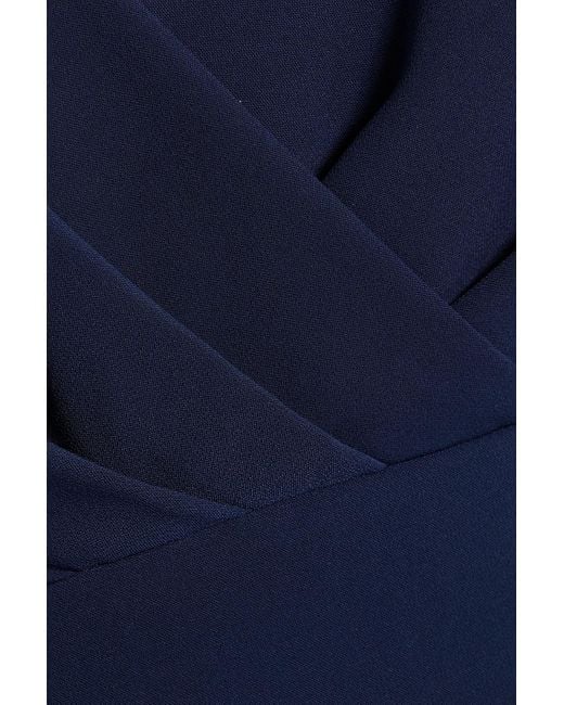 Badgley Mischka Blue Draped Crepe Gown
