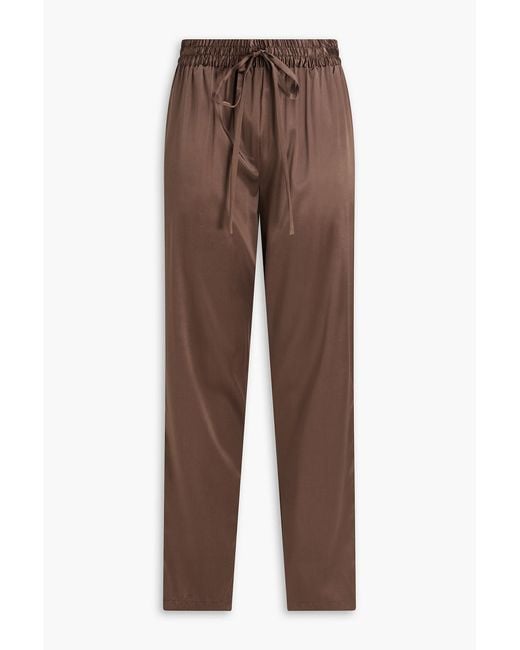 Dolce & Gabbana Brown Stretch-Silk Tapered Pants