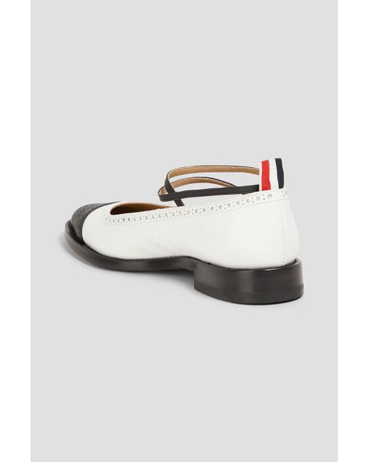 Thom Browne Metallic Two-tone Pebbled-leather Ballet Flats