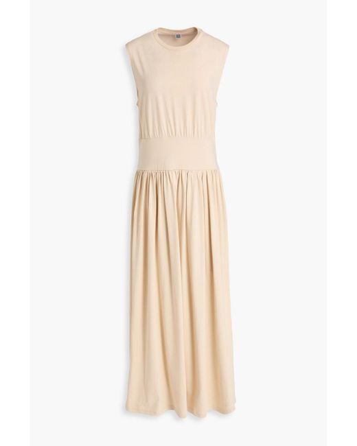 Totême Natural Gathered Cotton-jersey Maxi Dress