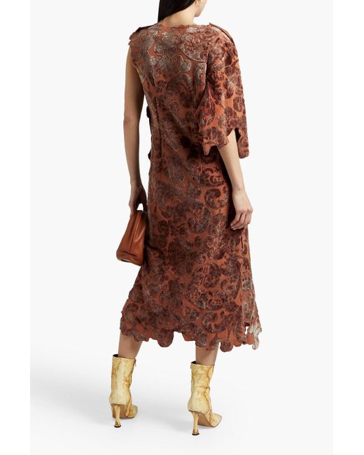 Acne Studios Asymmetric Devor velvet Midi Dress in Brown Lyst UK