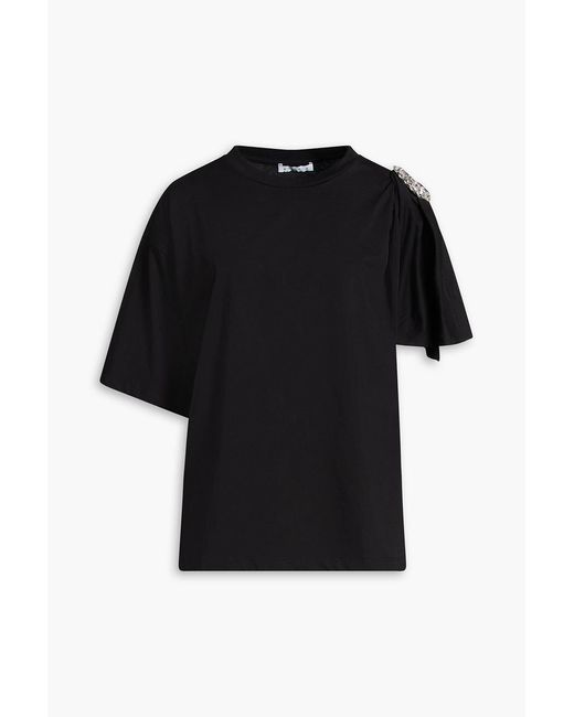 Area Black Crystal-embelllished Cotton-jersey Top
