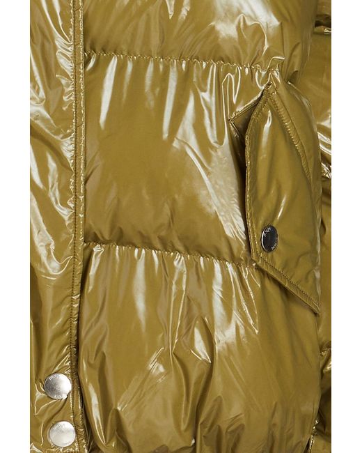Maje Green Garate Quilted Coated Shell Hooded Jacket