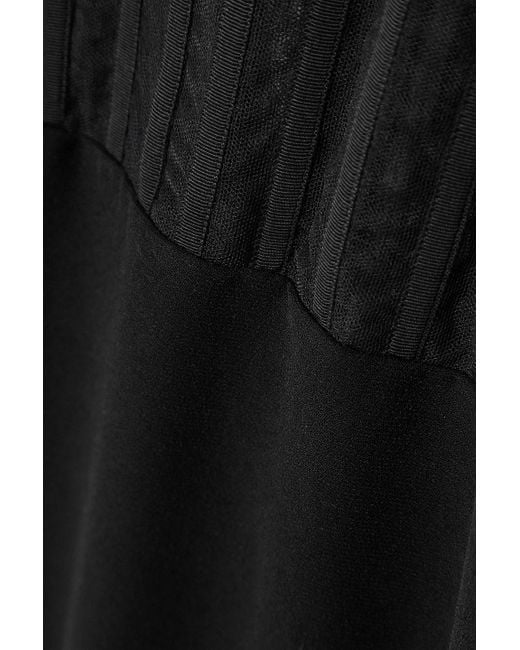 Monot Black Mesh-paneled Crepe Gown