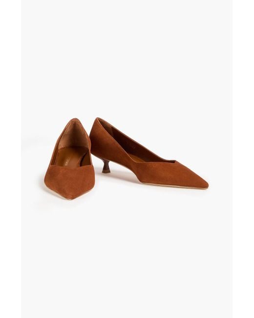 Stuart Weitzman White Eva 35 Suede Pumps