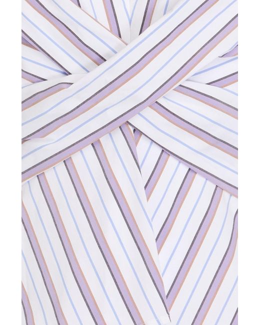 Veronica Beard White Seema Wrap-effect Striped Poplin Top