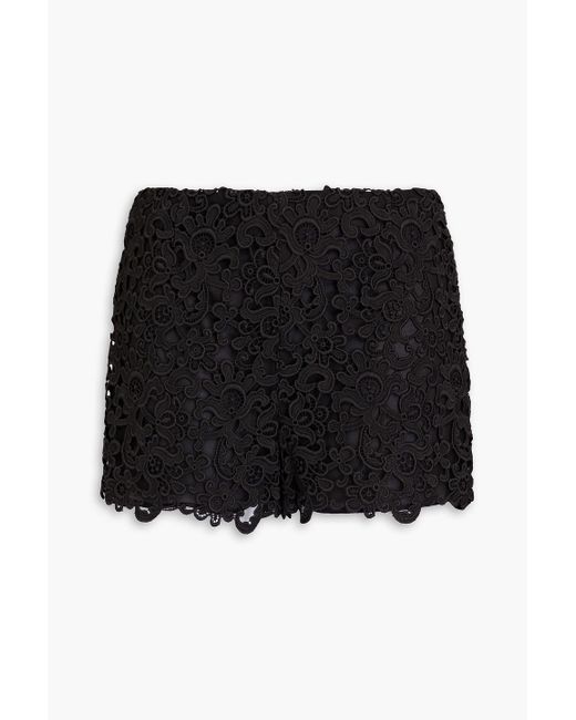 Valentino Garavani Black Cotton-blend Guipure Lace Shorts