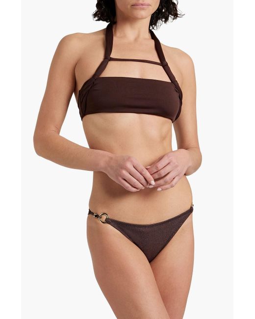 Jacquemus Brown Sofio Cutout Halterneck Bikini Top