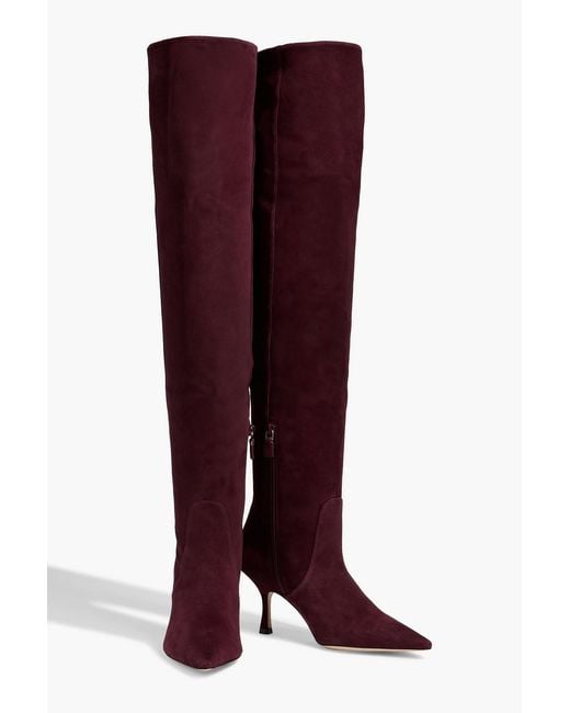 Stuart Weitzman Red Naomi 75 Suede Over-The-Knee Boots