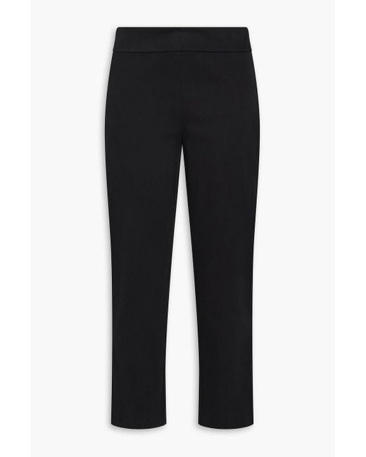 Staud Black Hunter Cropped Cotton-Blend Twill Tapered Pants