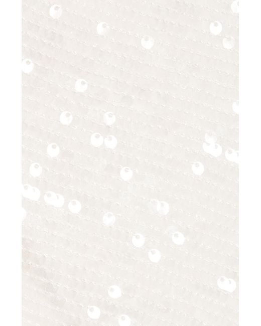 LAPOINTE White Draped Sequined Chiffon Top