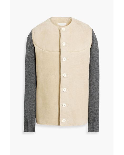 Maison Margiela Natural Ribbed Wool-paneled Shearling Jacket for men