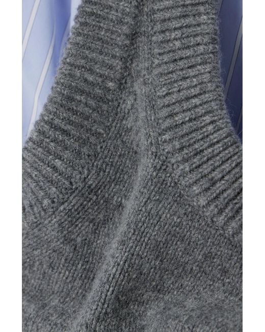 T By Alexander Wang Blue Cropped Layered Wool-blend And Striped Poplin Top