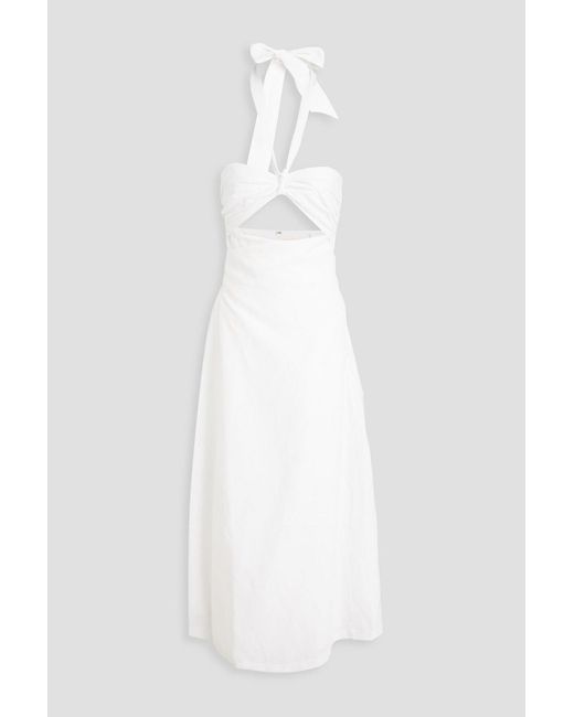 Mara Hoffman White Paula Cutout Tm-blend Halterneck Midi Wrap Dress