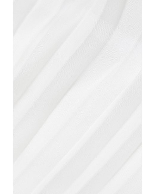 Interior White Briony Strapless Pleated Layered Silk-organza And Mesh Top