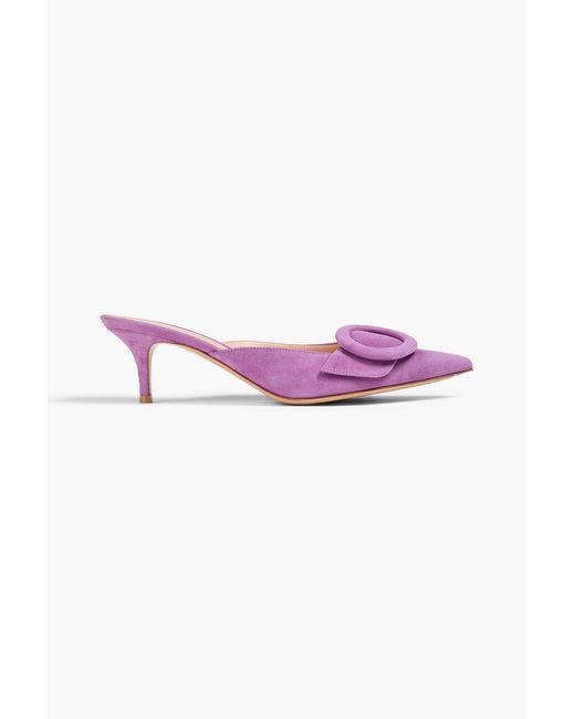 Gianvito Rossi Pink Portofino 55 Suede Mules