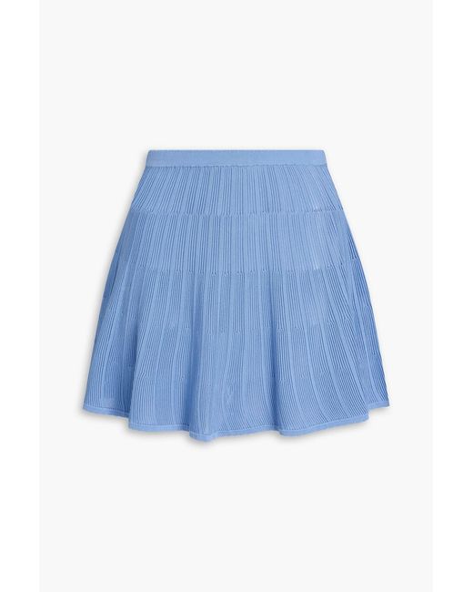 Claudie Pierlot Blue Ribbed-knit Mini Skirt