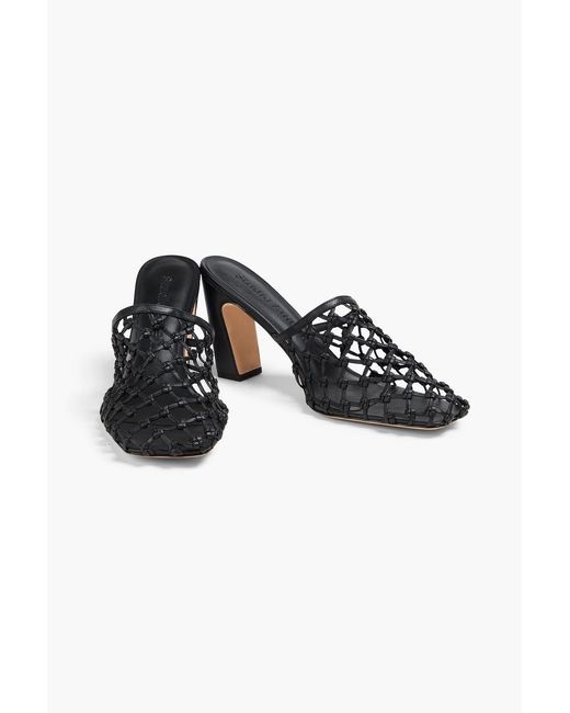 STUDIO AMELIA Black Silas 90 Woven Leather Mules