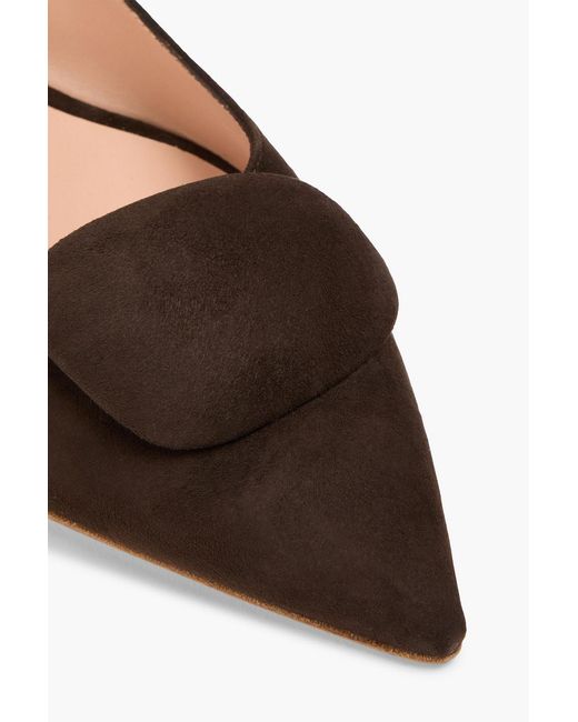 Rupert Sanderson Brown Bedfa Embellished Suede Point-toe Flats