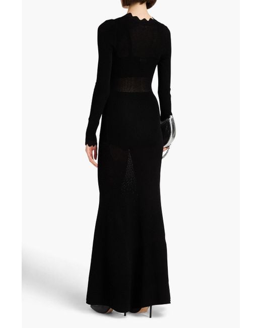 Victoria Beckham Black Crochet-knit Maxi Dress