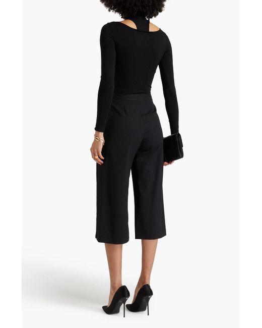 Versace Black Button-embellished Stretch-wool Crepe Wide-leg Pants