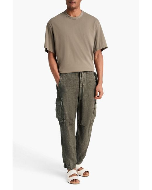 James Perse Green Linen Cargo Pants for men