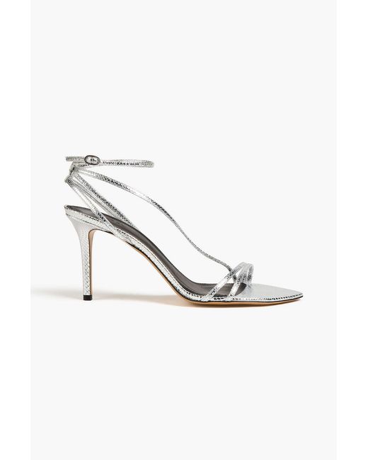 Isabel Marant White Axee Snake-Effect Leather Sandals