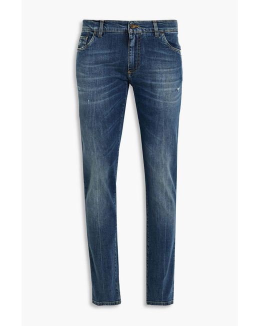 Dolce & Gabbana Blue Slim-fit Distressed Denim Jeans for men