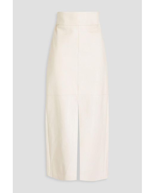 Brunello Cucinelli White Leather Midi Skirt