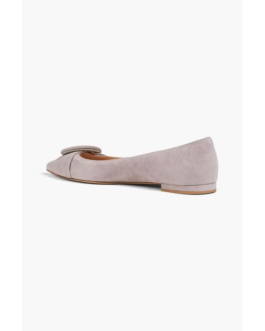 Gianvito Rossi White Venezia Buckled Suede Point-toe Flats