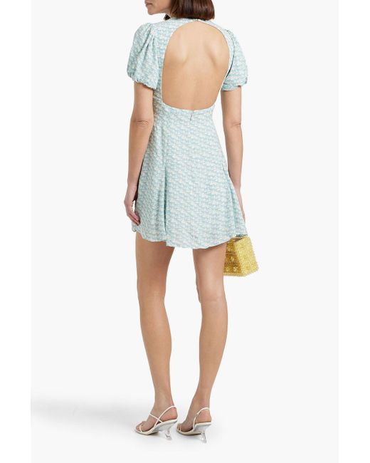 Solid & Striped Blue The Gael Cutout Printed Crepe Mini Dress