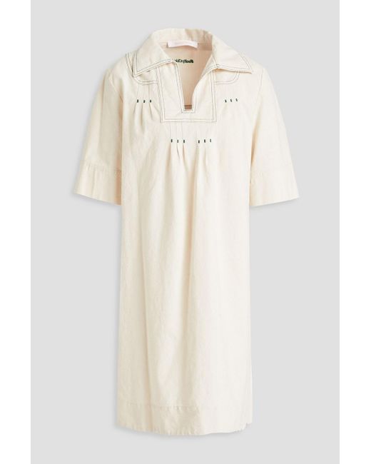 See By Chloé Natural Embroidered Cotton Dress