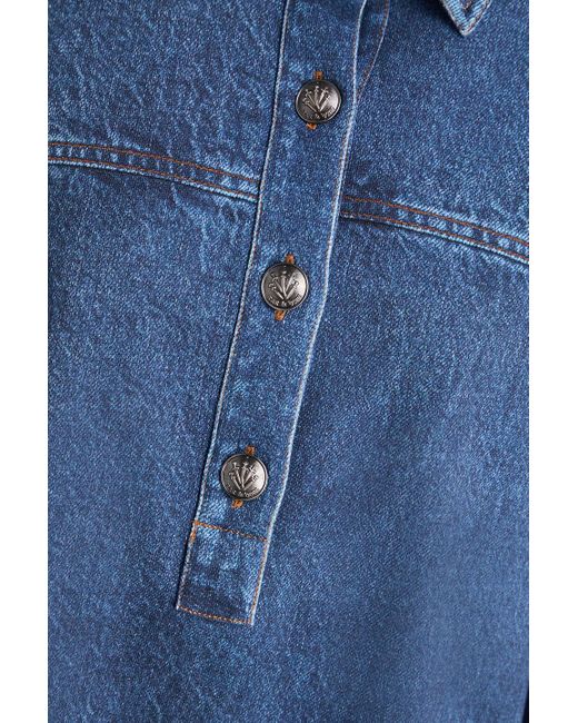 Rag & Bone Blue Miramar emily hemd aus baumwollfrottee mit print und denim-effekt