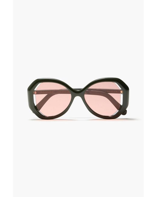 Zimmermann Green Hexagon-Frame Acetate Sunglasses