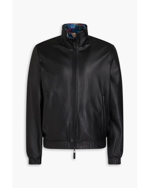 Emporio Armani Black Reversible Leather Jacket for men