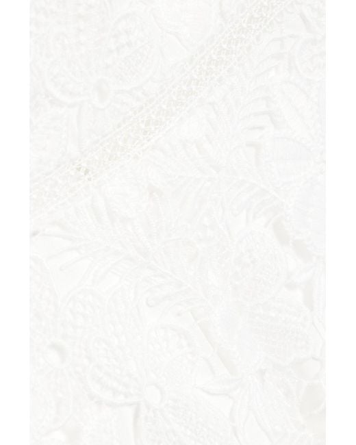 ML Monique Lhuillier White Strapless Guipure Lace Jumpsuit