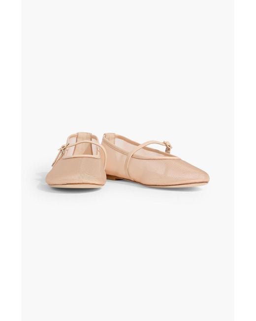 Stuart Weitzman Pink Mary-jane-ballerinas aus mesh mit lederbesatz
