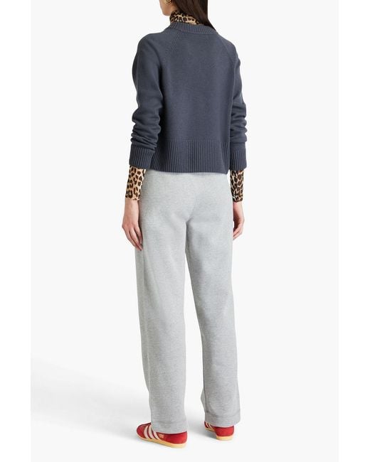 Ganni White Cotton-blend Fleece Track Pants