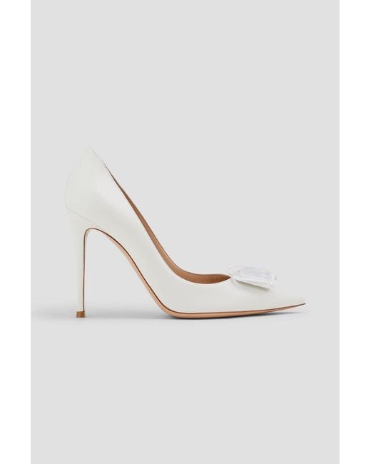 Gianvito Rossi White Jaipur Embellished Leather Pumps