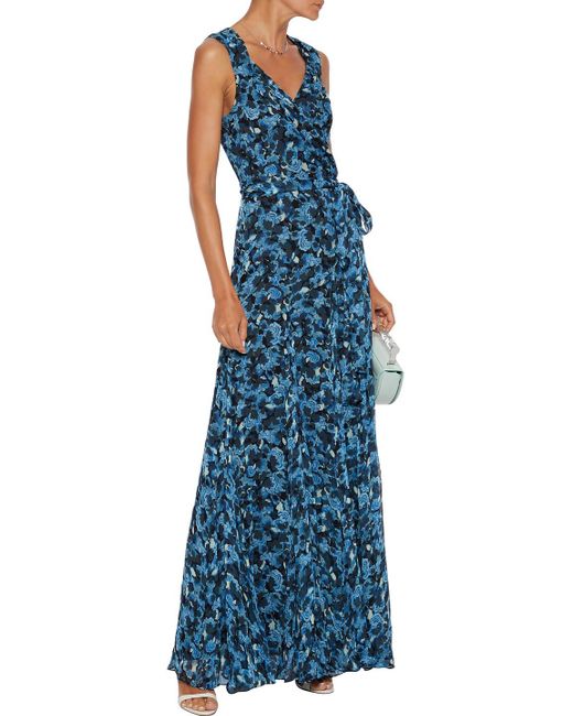 Diane von Furstenberg Synthetic Brennan Floral-print Georgette Maxi Wrap  Dress in Blue | Lyst