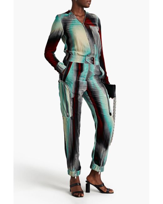 Rick Owens Gray Zip-detailed Printed Velvet Jumpsuit