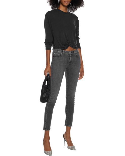 IRO Gray Tober Cropped Low-rise Skinny Jeans