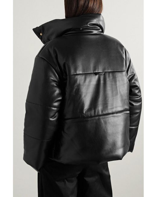 Nanushka Black Hide Quilted Padded Vegan Leather Jacket